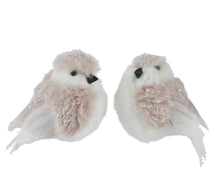 Oiseau de Noël sur clip – Blanc et rose poudré