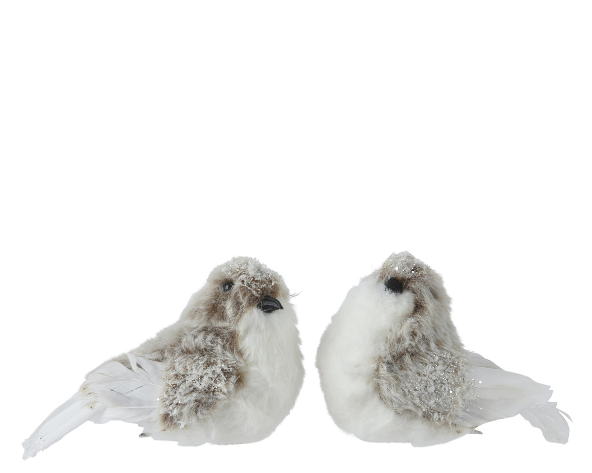 Oiseau de Noël sur clip – Blanc et gris