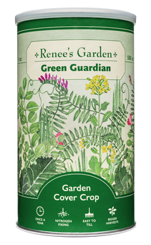 Visuel officiel de Renee's Garden associé aux semences de Mélange d’engrais verts Cover Crop, référence RN8181. Ce mélange associe des légumineuses, des graminées annuelles et des brassicacées. Il forme un couvert destiné à protéger la structure du sol et à apporter de la matière organique. Le format contient environ 85 g (3 oz) pour environ 46 m² (500 pi²).