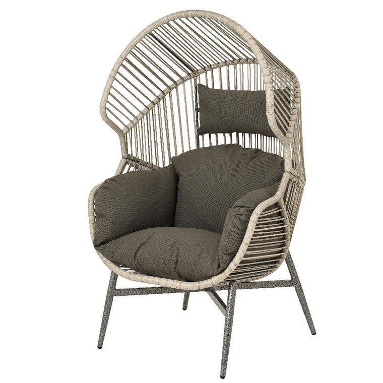 Chaise œuf en rotin gris – Collection Fermo