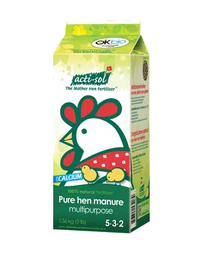 Emballage du produit « Fumier de Poule Pur Acti-Sol 5-3-2 », format 1.36Kg