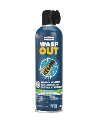 Anti-guêpes en aérosol insecticide Wasp Out® par Wilson — photo sur fond blanc