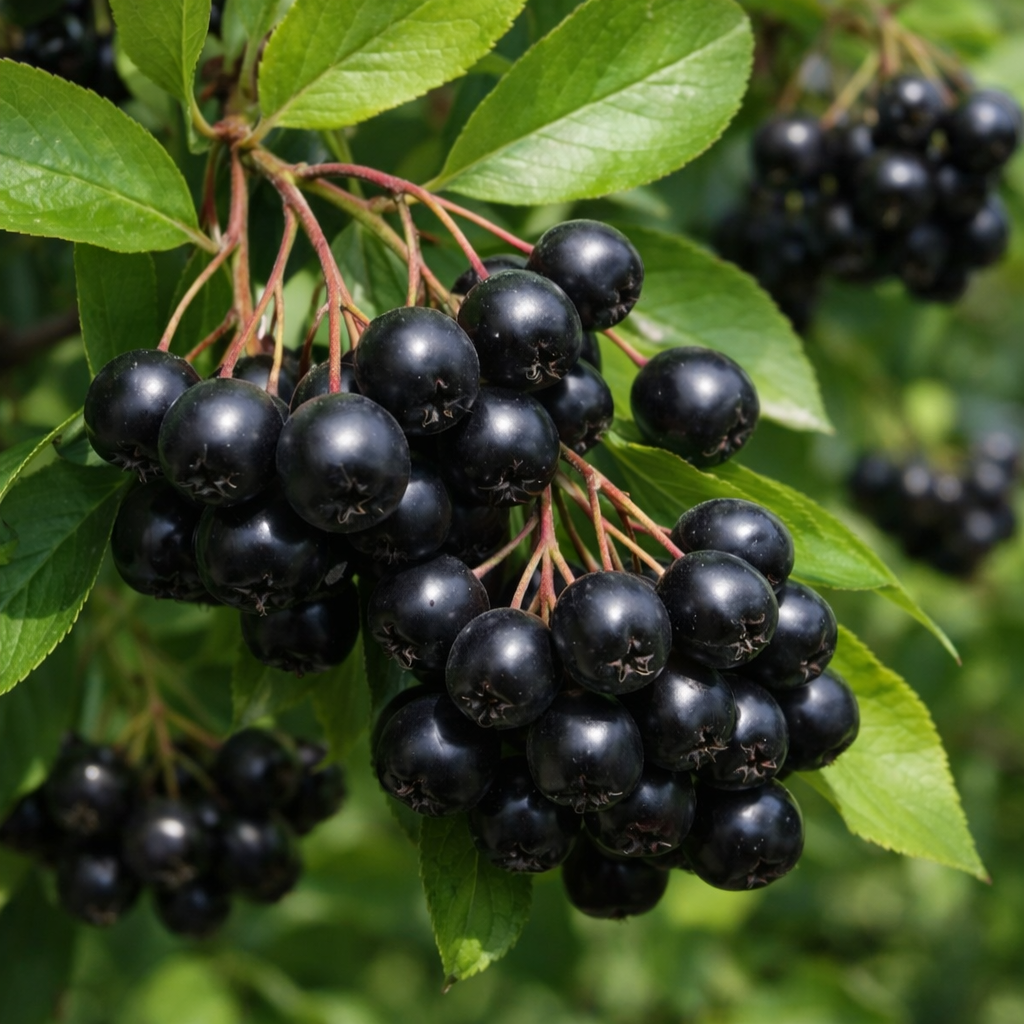 Aronie noire avec grappes de fruits noirs.