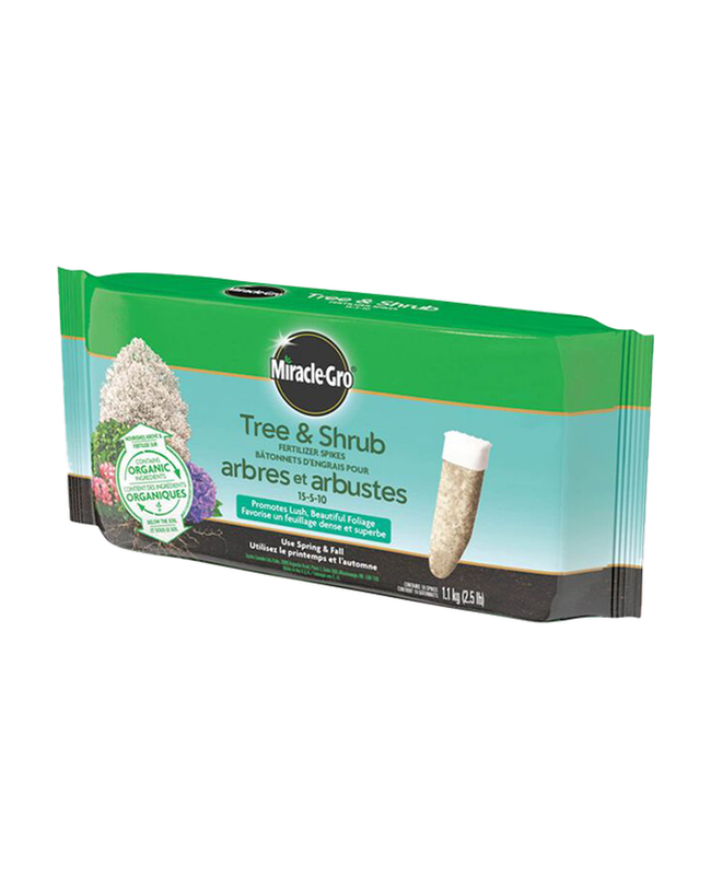 Bâtonnets d’engrais Miracle-Gro® 15-5-10 pour arbres et arbustes — photo sur fond blanc