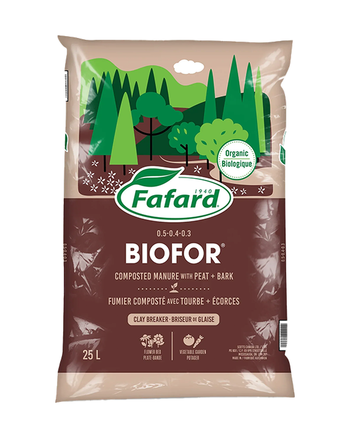 Compost Forestier BIOFOR® avec Tourbe et Écorces 1.2-0.8-0.5 – Fafard — photo sur fond blanc