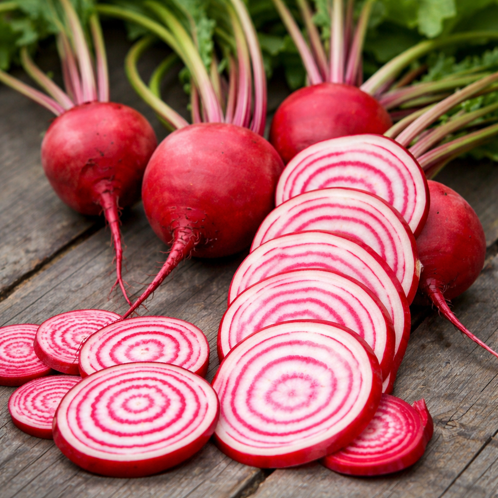 Organic 'Chioggia' beetroot
