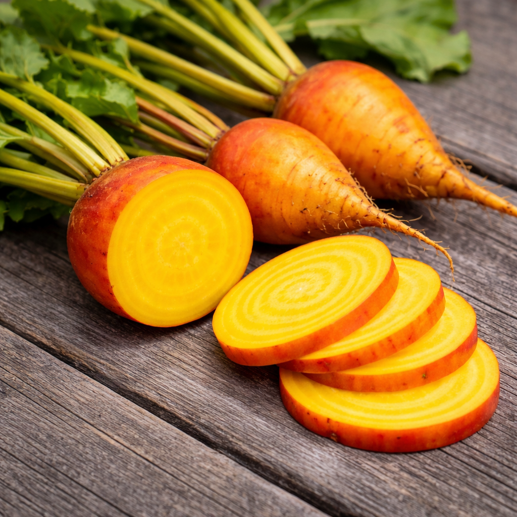 Organic 'Touchstone Gold' beetroot