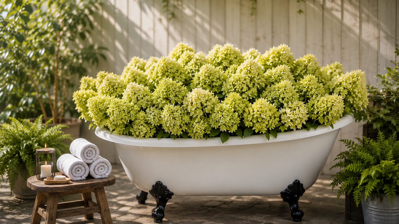 Hydrangea paniculata ‘Bubble Bath’ en fleurs