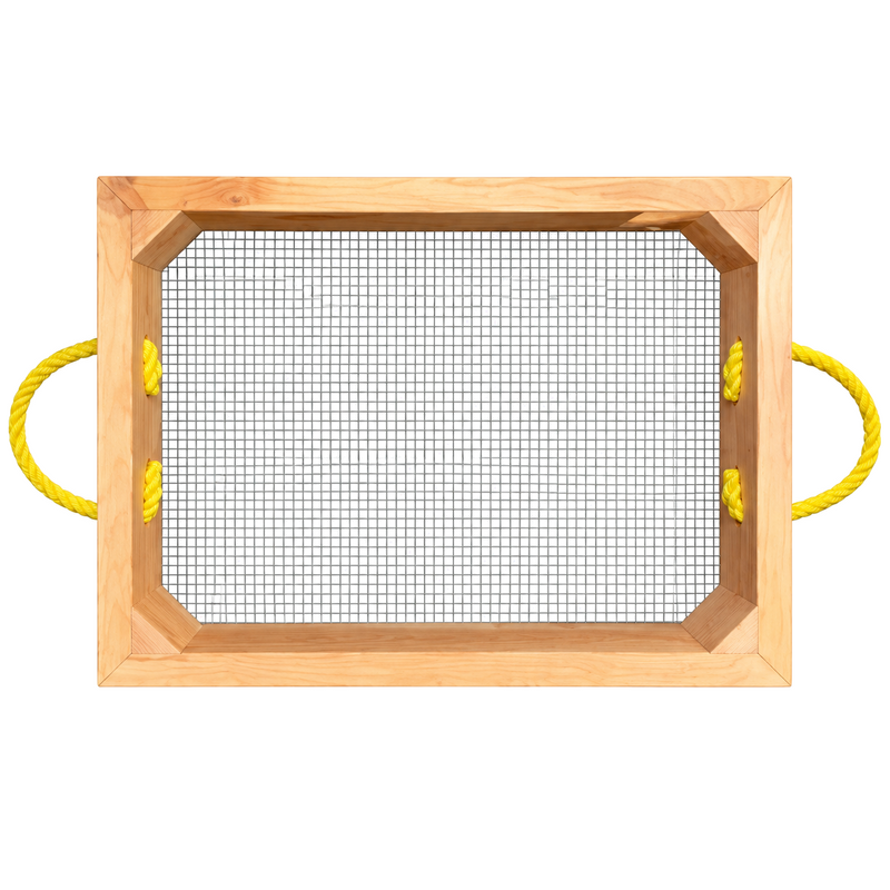 Tamis pour terreau en pin teint cèdre – 22 × 16 × 4 po