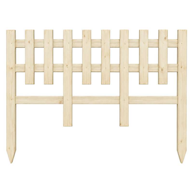 Clôture décorative robuste à sommet droit en pin naturel – 36 × 28 po