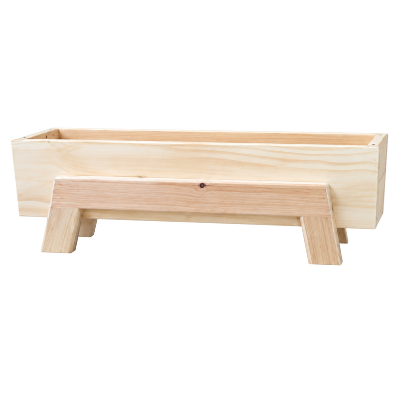 Boîte à fleurs sur pattes en pin naturel – 6 × 28 × 8 1/2 po