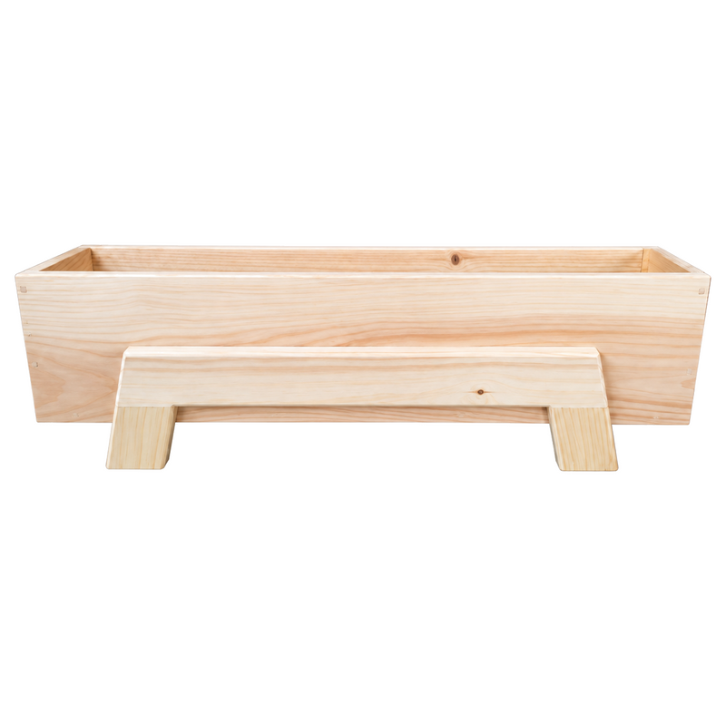 Boîte à fleurs sur pattes en pin naturel – 8 × 36 × 10 1/4 po