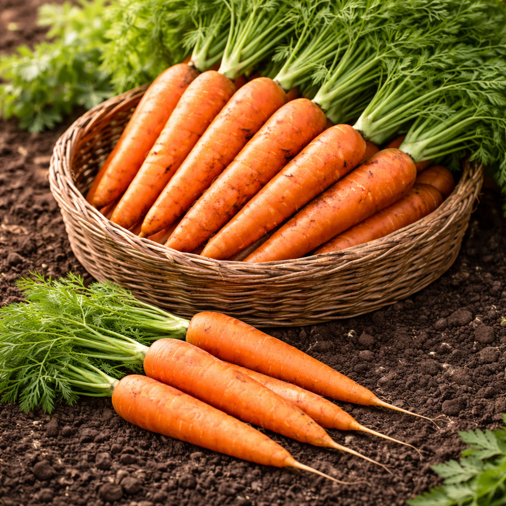 'Nantes Scarlet' carrot on a ribbon
