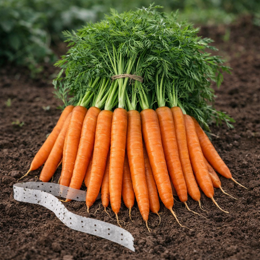 Untreated Presto F1 carrot on tape (<em>Daucus carota</em>)