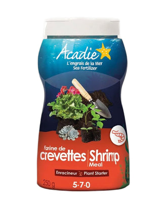 Emballage du produit « Farine de crevettes organique Acadie 5-7-0 », format 250gr
