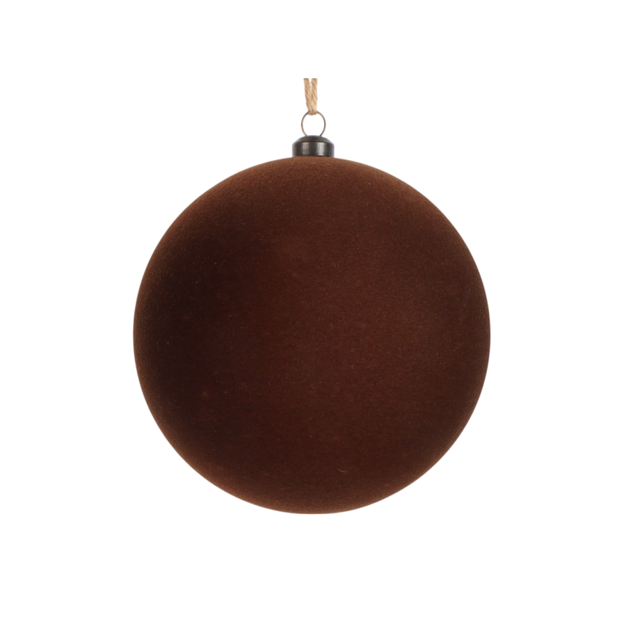 Boule floquée en velours — Brun / H. 120 mm sur fond blanc