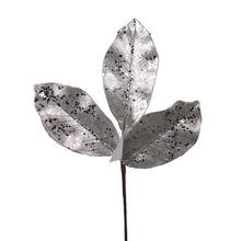 Tige de feuilles de magnolia métallisées scintillantes – Platine
