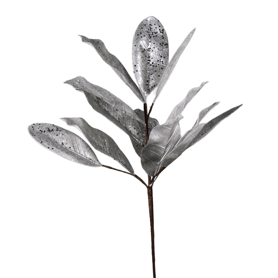 Bouquet de feuilles métallisées scintillantes – Platine