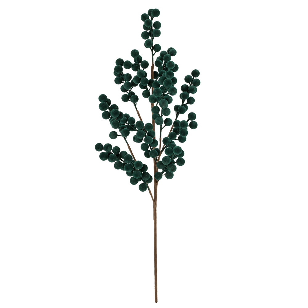 Tige de baies floquées – Vert foncé