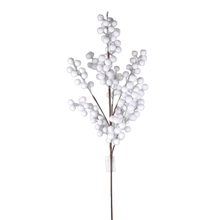 Tige de baies floquées – Blanc