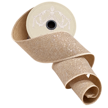 Ruban en faux lin naturel scintillant