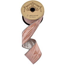 Ruban de velours marbré rose à revers lamé argent