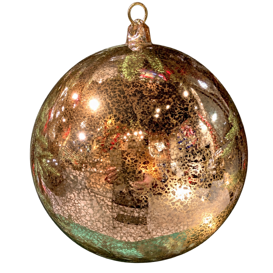 Boule de Noël en verre mercurisé vintage or