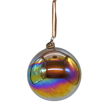 Boule de Noël en verre irisé cuivre