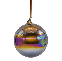 Boule de Noël en verre irisé cuivre