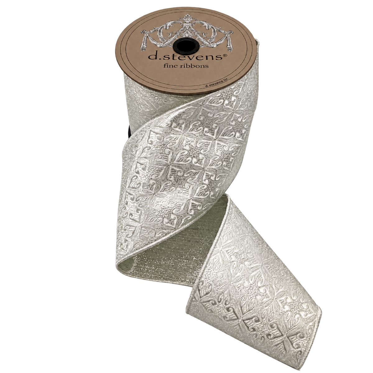 Ruban brocart jacquard blanc à motifs croisés