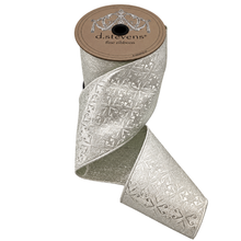 Ruban brocart jacquard blanc à motifs croisés