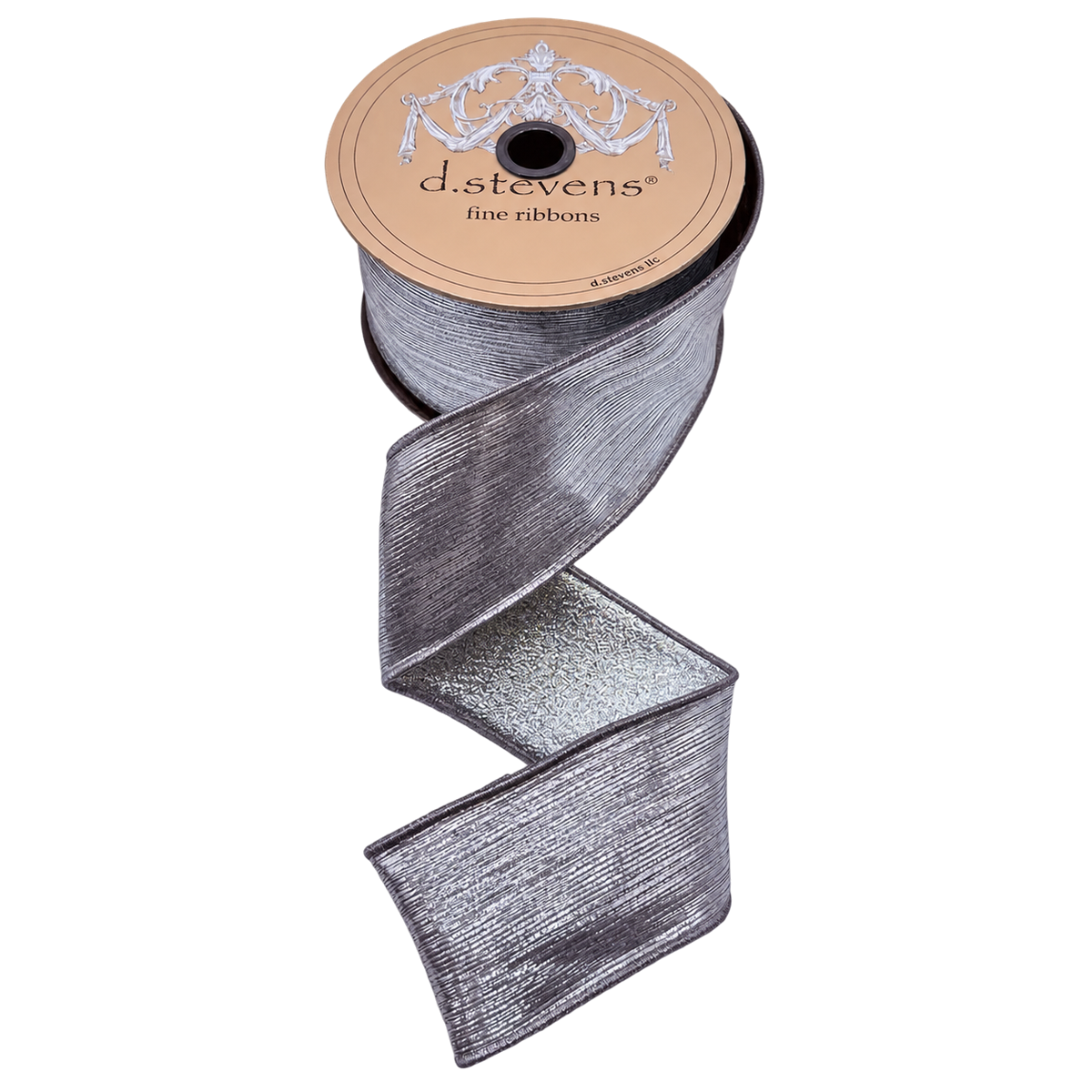 Ruban métallisé platine à lignes brossées et revers argent