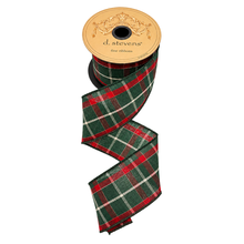 Ruban tartan traditionnel en popeline à fil lurex doré