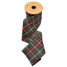 Ruban tartan traditionnel en popeline à fil lurex doré