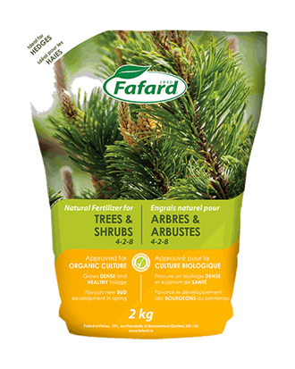 Engrais Naturel pour Arbres et Arbustes Fafard 4-2-8 — photo sur fond blanc
