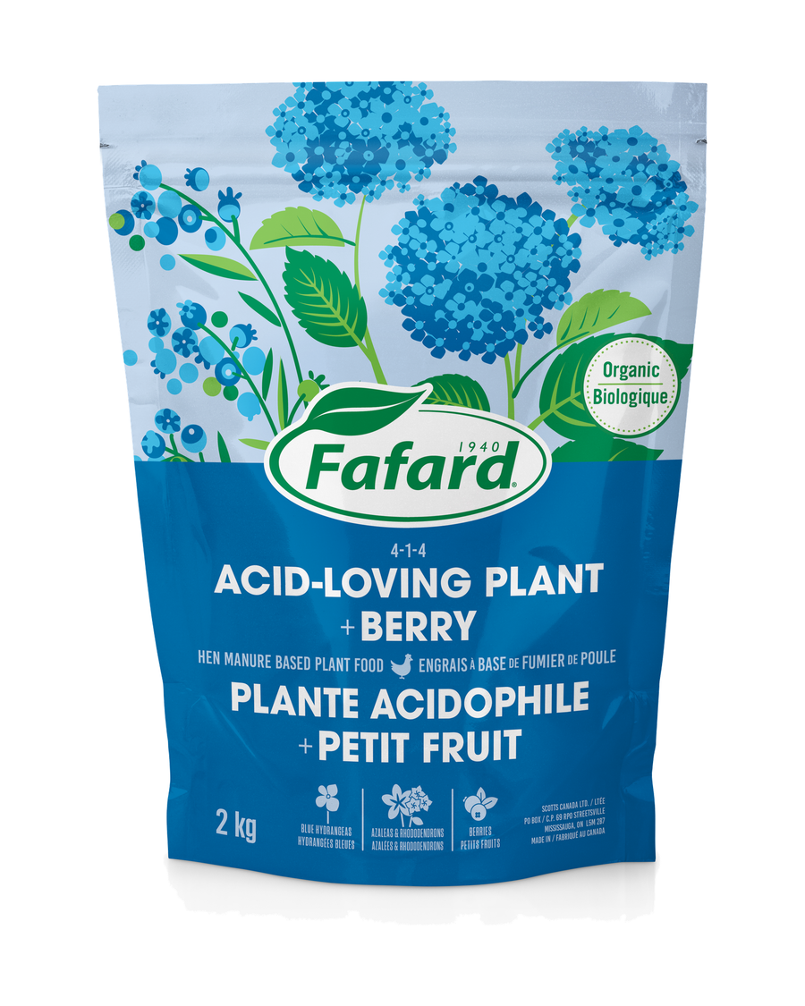 Engrais Naturel pour Petits Fruits et Plantes Acidophiles – Fafard 4-1-4 — photo sur fond blanc