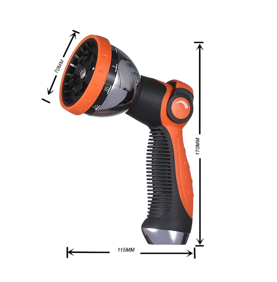 Pistolet d’arrosage en alliage de zinc et plastique – assorti sur fond blanc