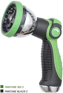 Pistolet d’arrosage assorti vert sur fond blanc