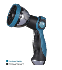 Pistolet d’arrosage assorti bleu sur fond blanc