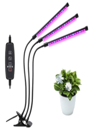 Lampe horticole à pince – 3 têtes sur fond blanc
