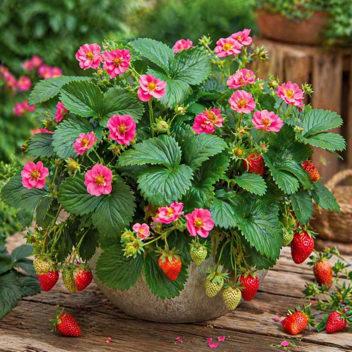 Fragaria × ananassa 'Summer Breeze Rose'