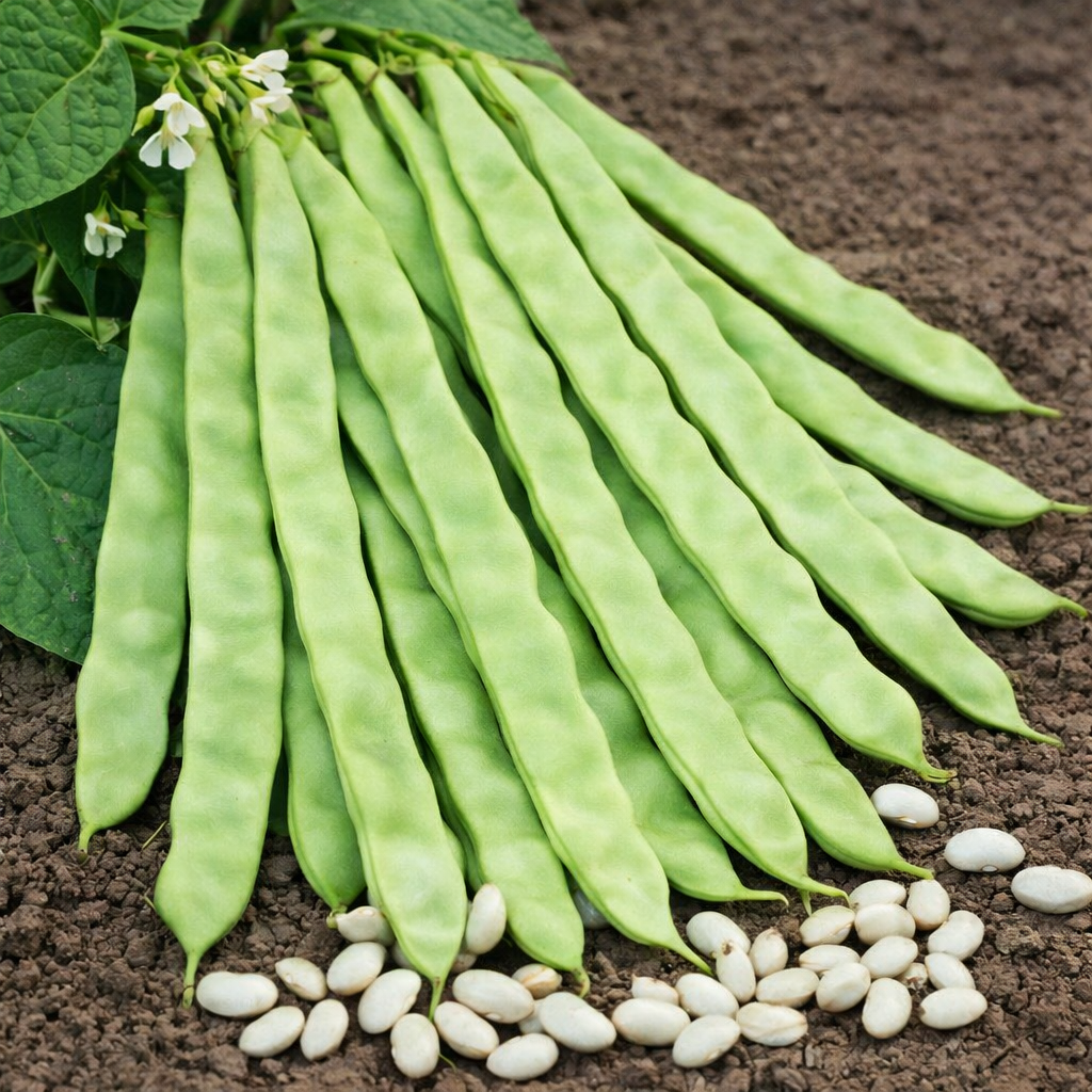 Haricot grimpant ‘Marconi a Grano Bianco’ (<em>Phaseolus vulgaris</em>)