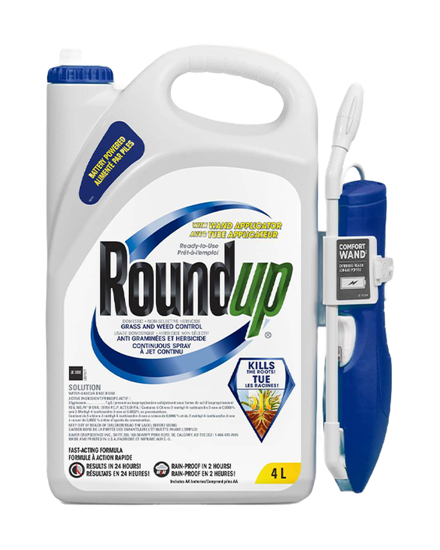 Herbicide Round Up avec applicateur à piles — photo sur fond blanc