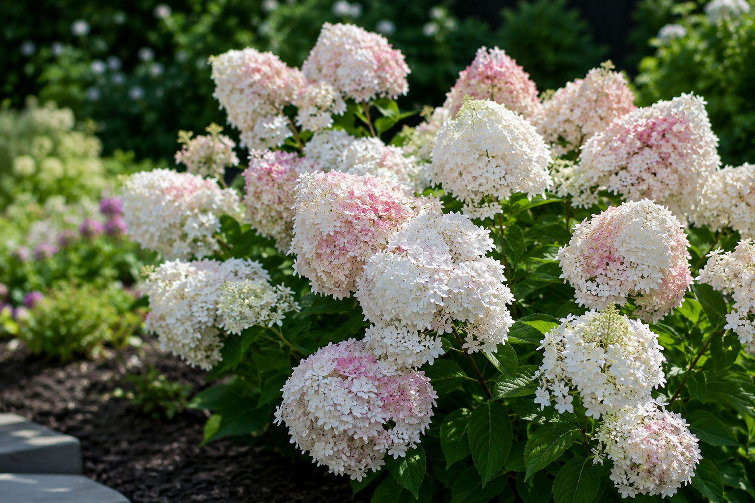 Hydrangées en fleurs aux couleurs variées pour le jardin