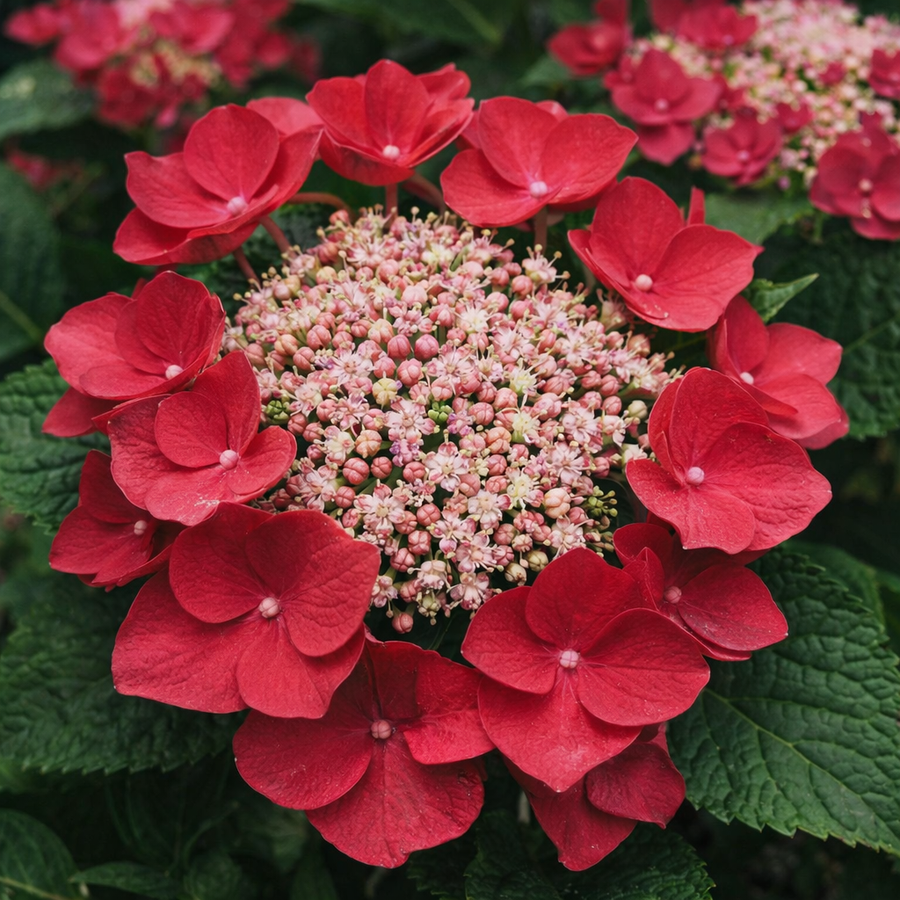 Hydrangea macrophylla 'Cherry Explosion'