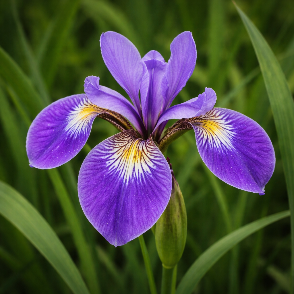 Iris versicolore en fleurs, iris indigène aux fleurs bleu violet.
