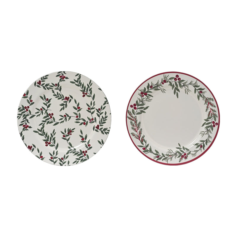 Assiette de présentation de Noël à feuillage – Blanc — Modèle 1 sur fond blanc