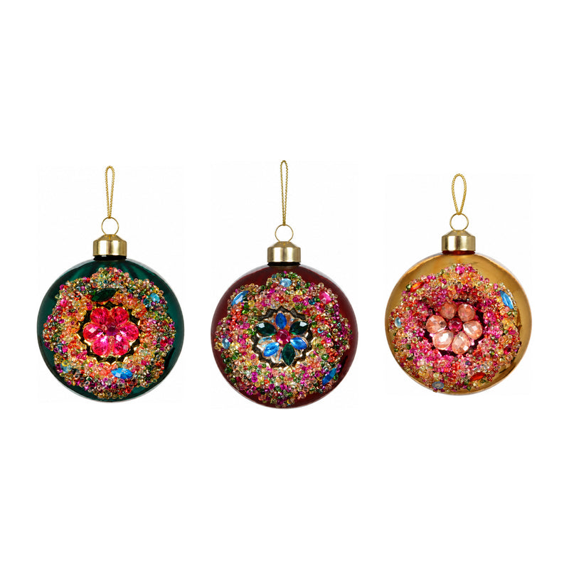 Boule de Noël en verre à bijoux – Multicolore — toutes les variantes sur fond blanc