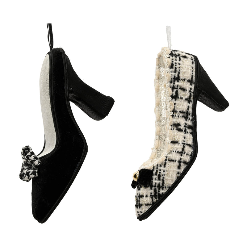 Chaussure décorative avec nœud – Noir et tweed — toutes les variantes sur fond blanc