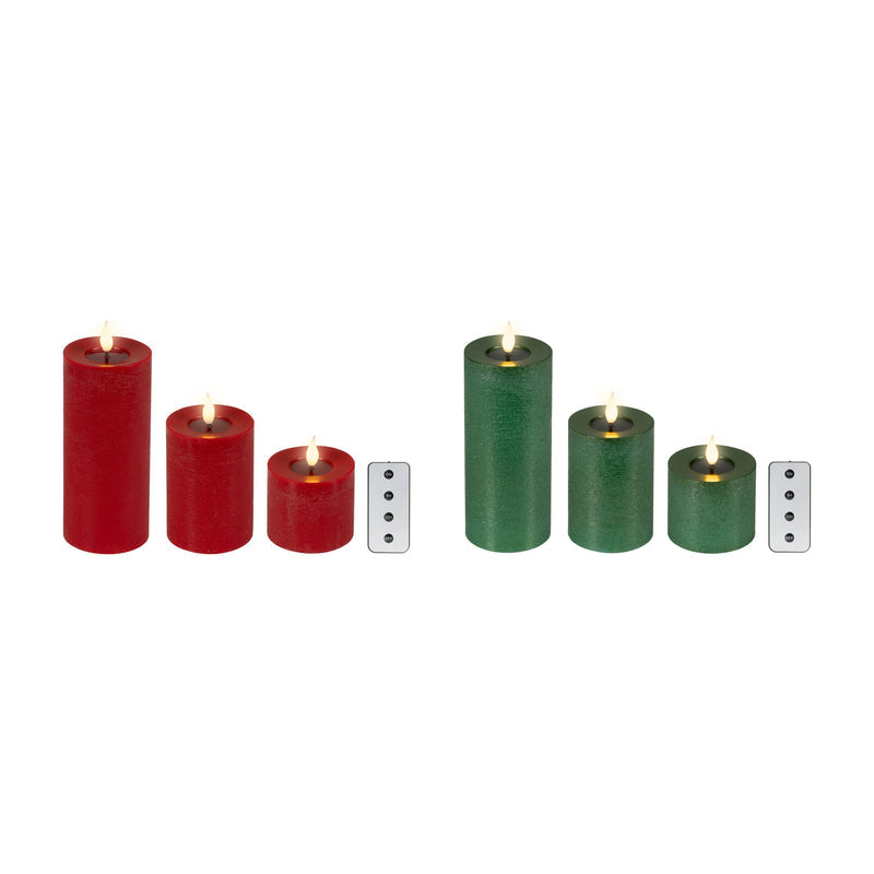 Ensemble de 3 bougies LED pilier — toutes les variantes sur fond blanc